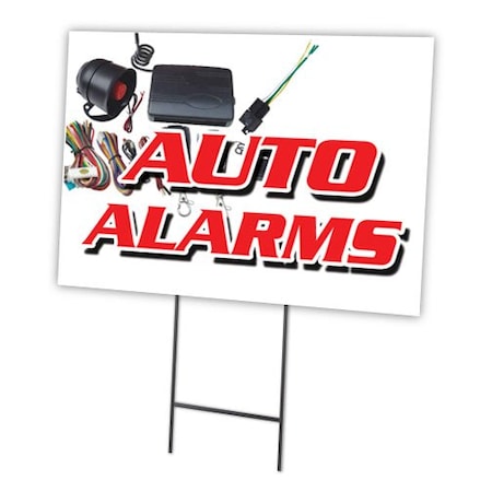 Signmission Auto Alarms Yard Sign & Stake outdoor plastic coroplast window, C-1824 Auto Alarms C-1824 Auto Alarms